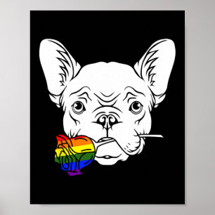 Affiche Bulldog Gay pride Rose Lgbt-q Rainbow Frenchie Chi
