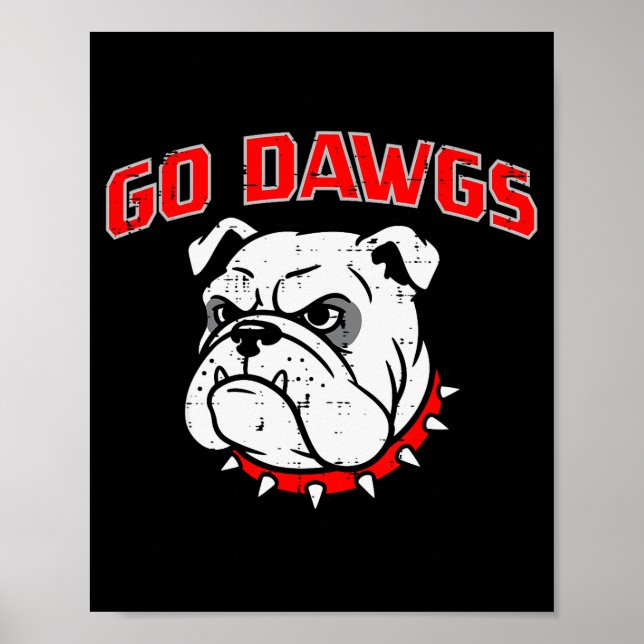 Affiche Bulldog Go Dawgs Men Women Kids Girls Youth Teen B (Devant)