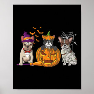 Affiche Bulldog Halloween sorcière maman Citrouille amusan
