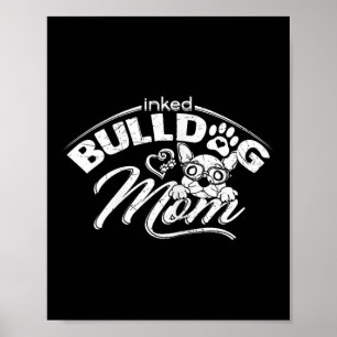 Affiche Bulldog Maman Tattoos Vieux anglais Bulldog Maman