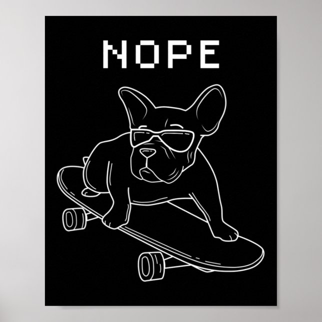 Affiche Bulldog Nope À cheval Un Cool De Skateboard French (Devant)