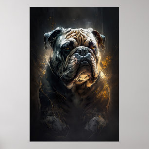 Affiche Bulldog Portrait Animal Nature Peinture de la faun