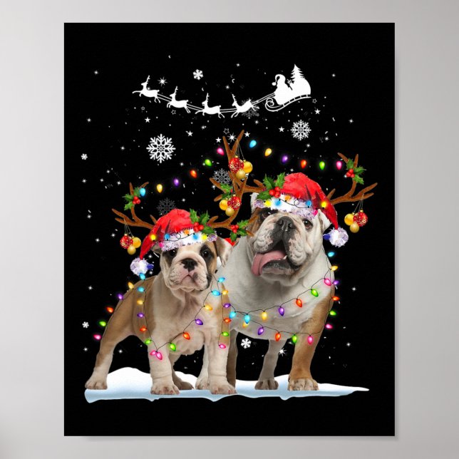 Affiche Bulldog Reindeer Noël Noël Noël Noël Noël Noël X (Devant)