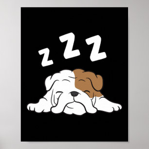 Affiche Bulldog Sleeping Bulldog Pyjama Amusant Bulldog
