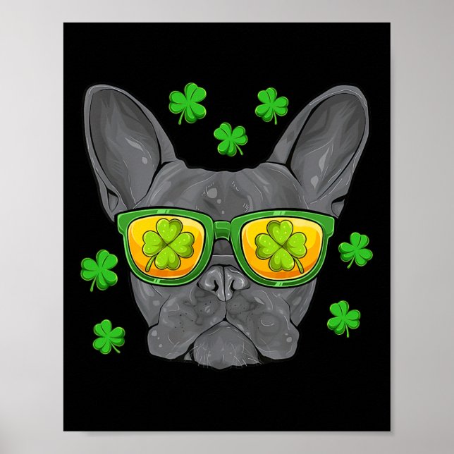 Affiche Bulldog St Patrick's Day Frenchie Lover Hommes fem (Devant)