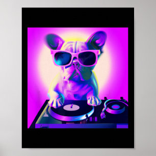 Affiche Bulldog Vaporwave Dj Chien Esthétique Femmes Fille