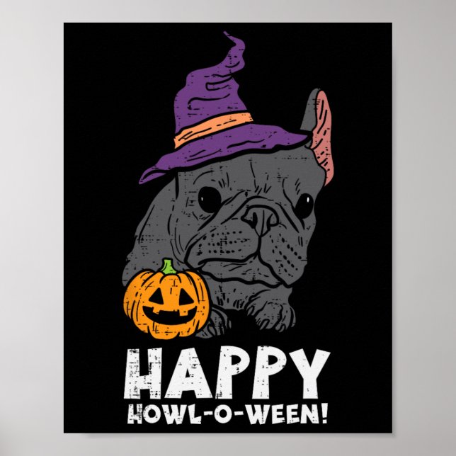Affiche Bulldog Witch Happy Howl O Ween Fun Halloween Chie (Devant)