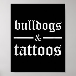 Affiche Bulldogs et tatouages - Drôle propriétaire de chie