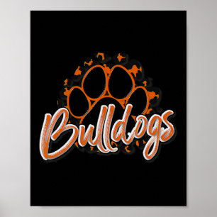 Affiche Bulldogs Orange Black Cheetah School Sports Fan Te