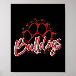 Affiche Bulldogs Red Black Cheetah School