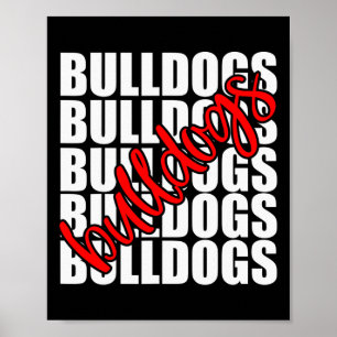 Affiche Bulldogs Red School Sports Fan Team Spirit