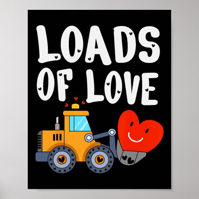 Affiche Bulldozer de la Saint-Valentin mignon véhicule cha (Devant)