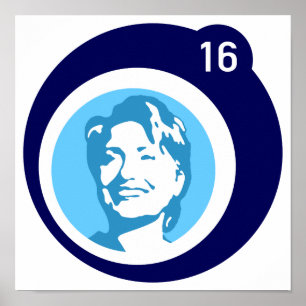 Affiche bulle bleue d'hillary clinton