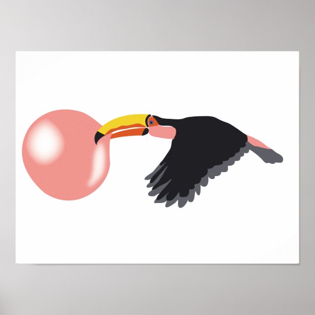 Affiche Bulle de gomme Toucan soufflante bulle (Devant)