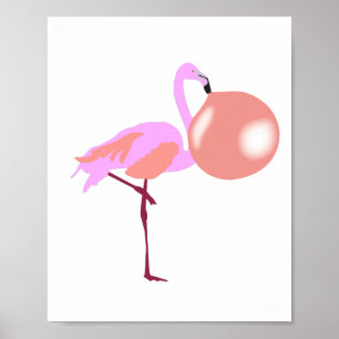 Affiche Bulle Flamant rose de gomme à bulle