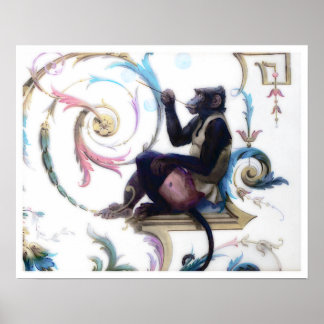 Affiche Bulles de soufflage de singe