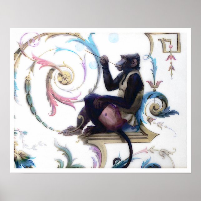 Affiche Bulles de soufflage de singe (Devant)