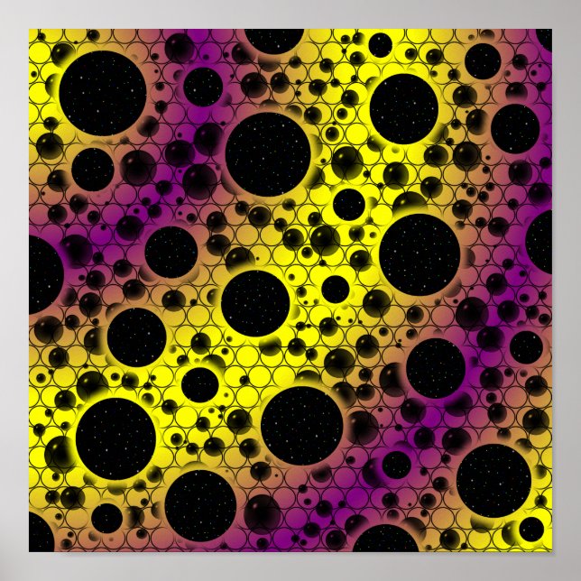 Affiche Bulles d'espace - Jaune/Violet (Devant)