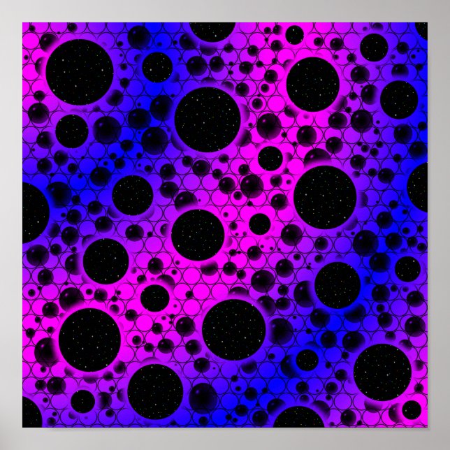 Affiche Bulles d'espace - Rose/Bleu (Devant)