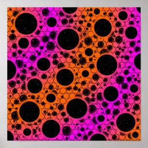Affiche Bulles d'espace - Taches - Orange/Rose