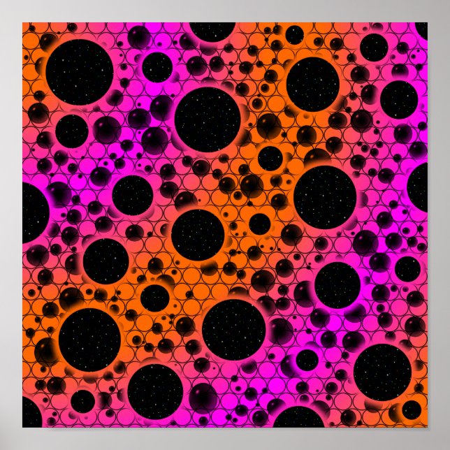 Affiche Bulles d'espace - Taches - Orange/Rose (Devant)