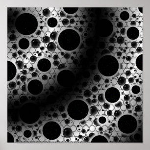 Affiche Bulles d'espace tachetées - Blanc/Noir