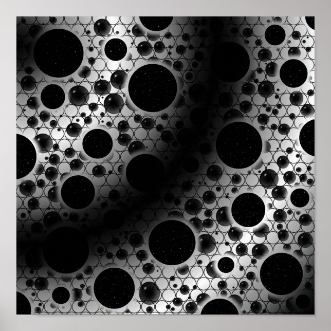 Affiche Bulles d'espace tachetées - Blanc/Noir (Devant)
