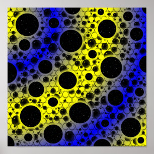Affiche Bulles d'espace tachetées - Jaune/Bleu