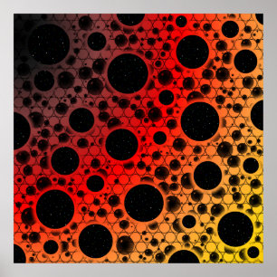 Affiche Bulles d'espace tachetées - Noir/Rouge/Or