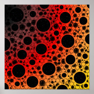 Affiche Bulles d'espace tachetées - Noir/Rouge/Or