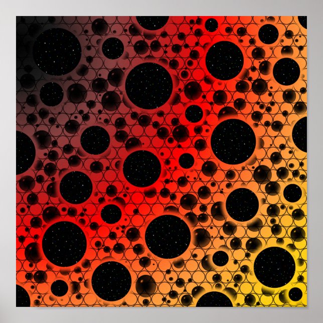 Affiche Bulles d'espace tachetées - Noir/Rouge/Or (Devant)