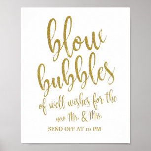 Affiche Bulles Envoyer la Parties scintillant Gold 8x10 Ma