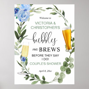 Affiche Bulles et Brews couples baby shower signe de bienv