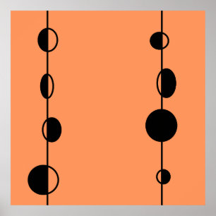Affiche Bulles et lignes noires sur arrière - plan "peach