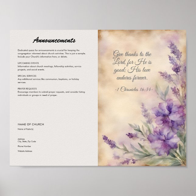 Affiche Bulletin d'église à télécharger et imprimer (Devant)