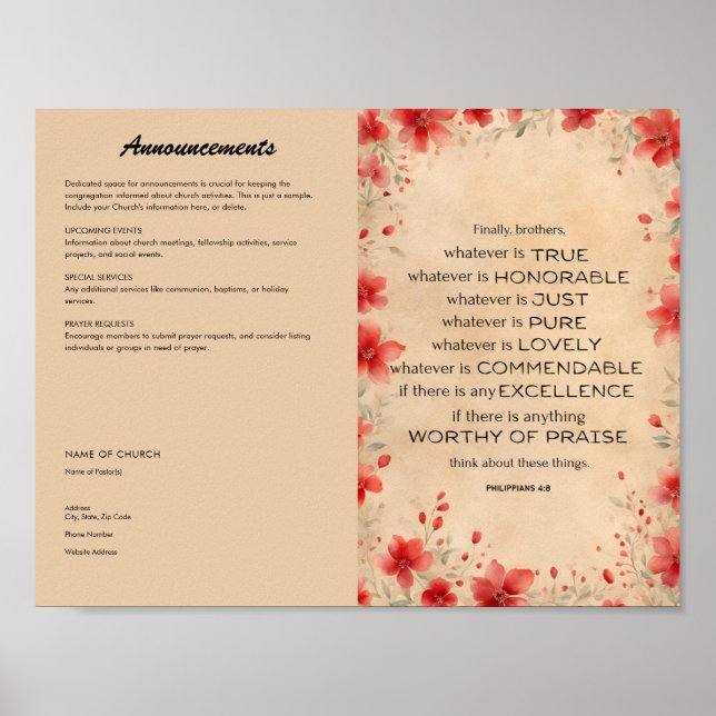 Affiche Bulletin d'église à télécharger et imprimer (Devant)