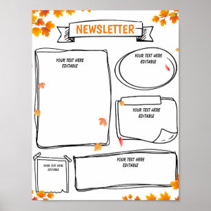 Affiche Bulletin scolaire d'automne modèle modifiable