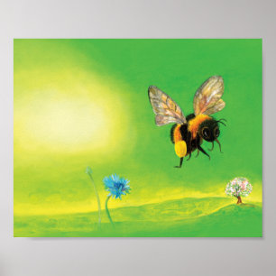 Affiche Bumble abeille survolant une prairie