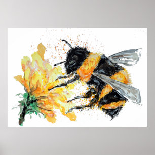 Affiche Bumble Bee collecte du pollen