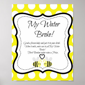 Affiche Bumble Bee My Water Broke ! Jeu baby shower