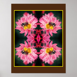 Affiche Bumble Bee On Rose Daisy Flower Abstrait