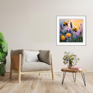 Affiche Bumble Bees Flying Art Imprimer
