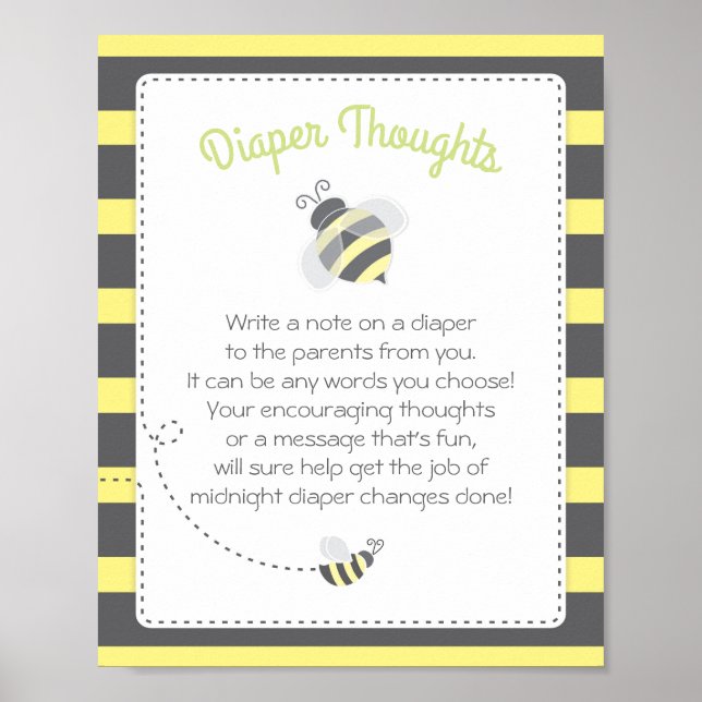 Affiche Bumblebee Diaper Pensées Baby shower Jeu (Devant)