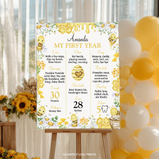 Affiche Bumblebee First Bee Day Birthday Milestone Sign
