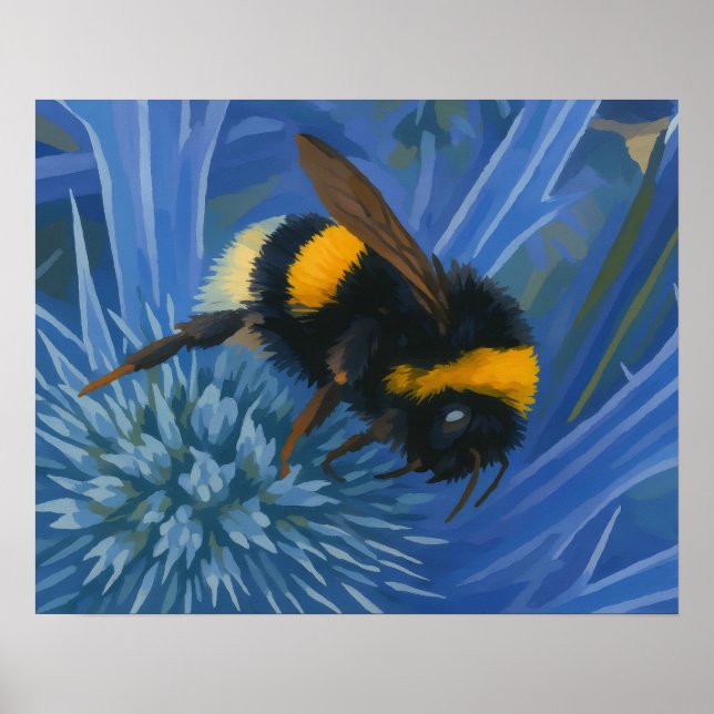 Affiche Bumblebee sur le chardon bleu (Devant)