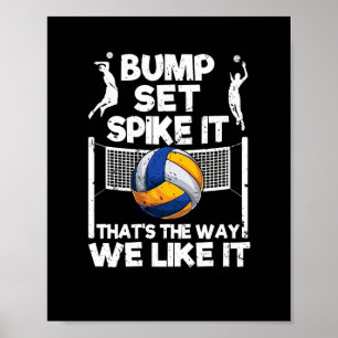 Affiche Bump Set Spike It Funny Volleyball Joueur