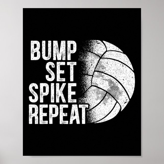 Affiche Bump Set Spike Répéter Joueur de volley-ball Entra (Devant)