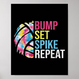 Affiche Bump Set Spike Répéter Volleyball Shirt Pour Les F