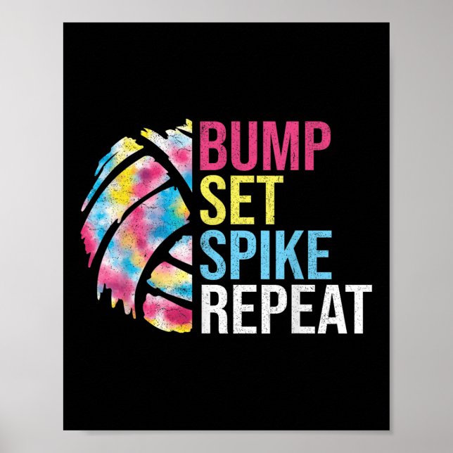 Affiche Bump Set Spike Répéter Volleyball Shirt Pour Les F (Devant)