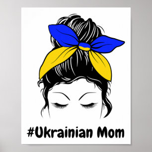 Affiche Bun ébouriffé Ukraine Maman ukrainienne #ukrainian